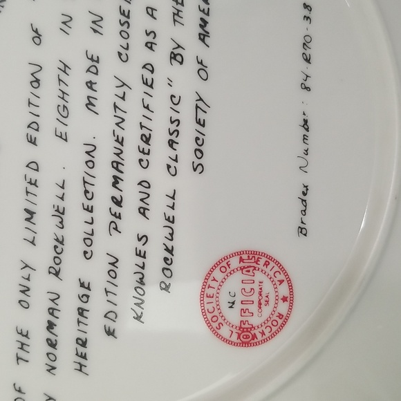 P1c - Knowles Norman Rockwell Plate "The Storyteller" 1984 LE Collector's Plate - Picture 6 of 8